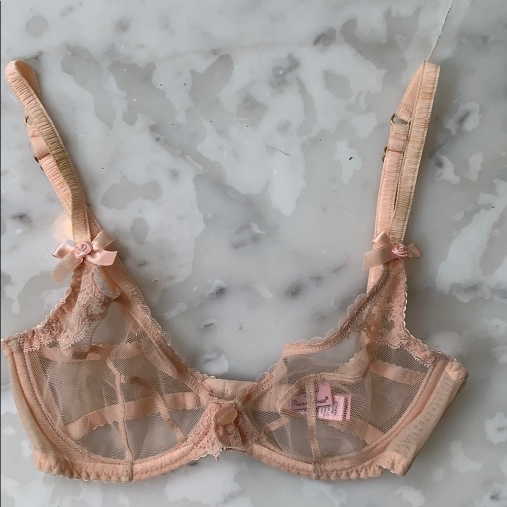 Agent Provocateur Peach Mesh & Lace Underwire Bra